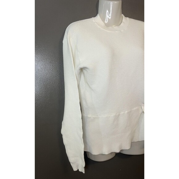 Nine West Sweater Womens Small White Ribbed Tie Waist Long Sleeve Knit Top - Picture 2 of 8